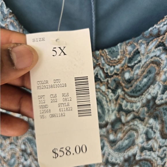 Catherines Tunic Lace Top 5X Plus Embroidered Lined Women New Teal - Picture 6 of 13